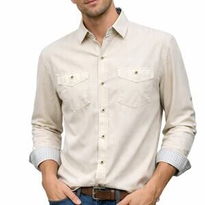 Tommy Bahama Jeans Island Modern Fit Sand City Oxford Convertible Sleeve Shirt